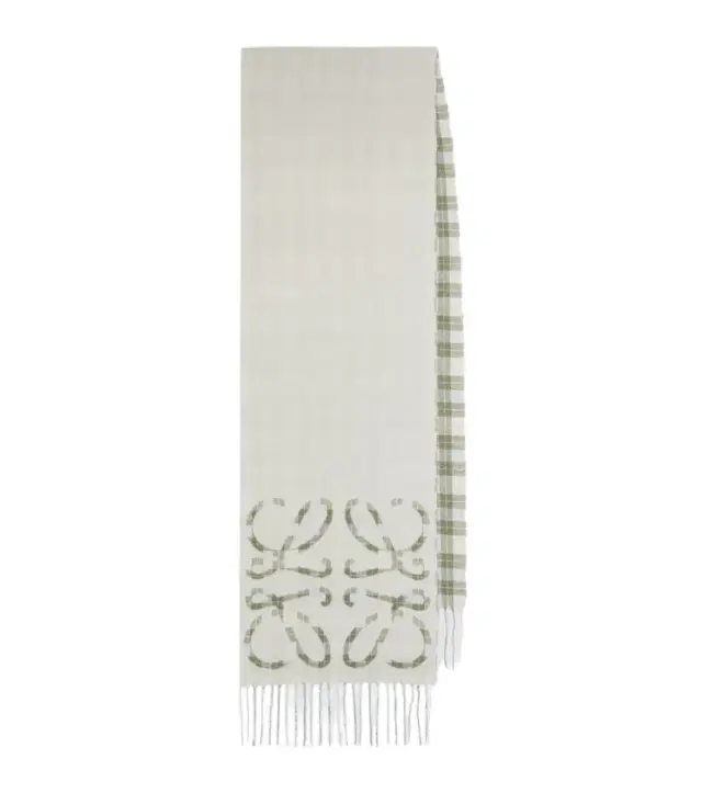 Loewe Anagram checked silk and cashmere scarf