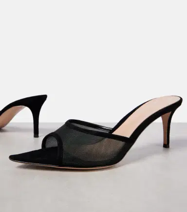 Gianvito Rossi Dorotea suede-trimmed organza mules | Thumbnail 2 Gianvito Rossi Dorotea suede-trimmed organza mules | Thumbnail 2