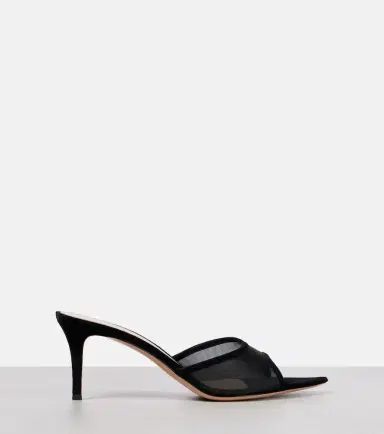 Gianvito Rossi Dorotea suede-trimmed organza mules | Thumbnail 4 Gianvito Rossi Dorotea suede-trimmed organza mules | Thumbnail 4