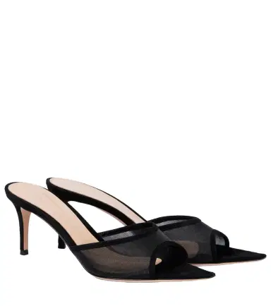 Gianvito Rossi Dorotea suede-trimmed organza mules | Thumbnail 1 Gianvito Rossi Dorotea suede-trimmed organza mules | Thumbnail 1
