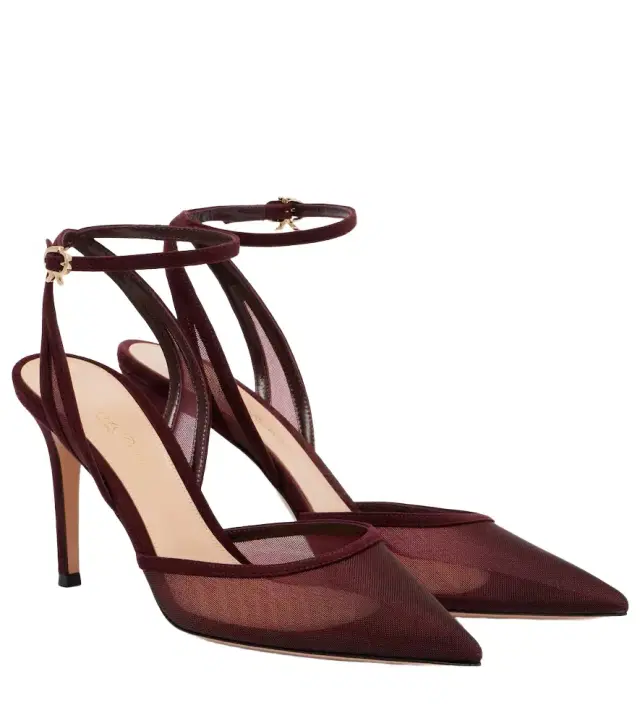 Gianvito Rossi 85 suede-trimmed organza pumps