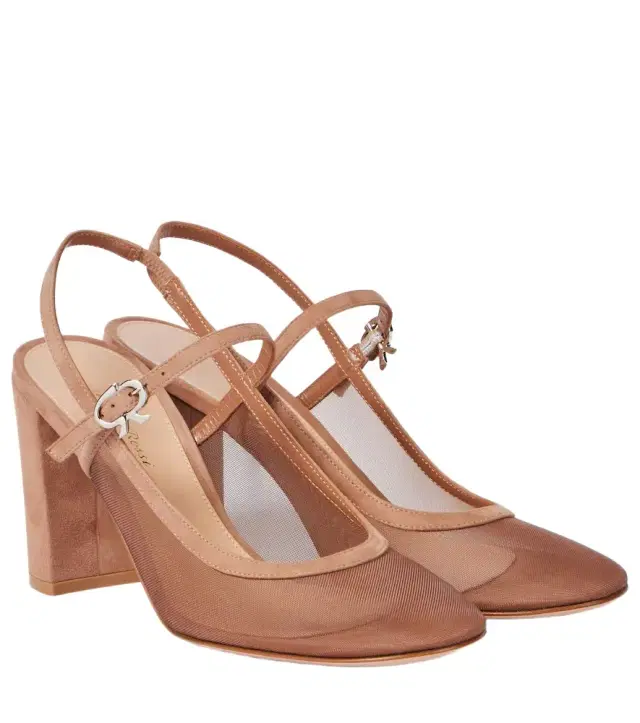Gianvito Rossi Francoise 85 suede-trimmed slingback pumps