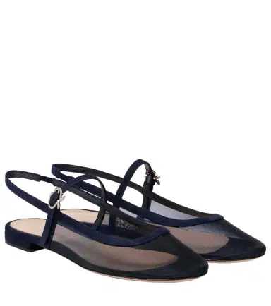 Gianvito Rossi Leather-trimmed organza ballet flats | Thumbnail 1