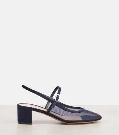Gianvito Rossi Francoise 45 suede-trimmed slingback pumps | Thumbnail 4