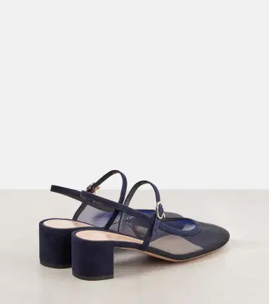 Gianvito Rossi Francoise 45 suede-trimmed slingback pumps | Thumbnail 5
