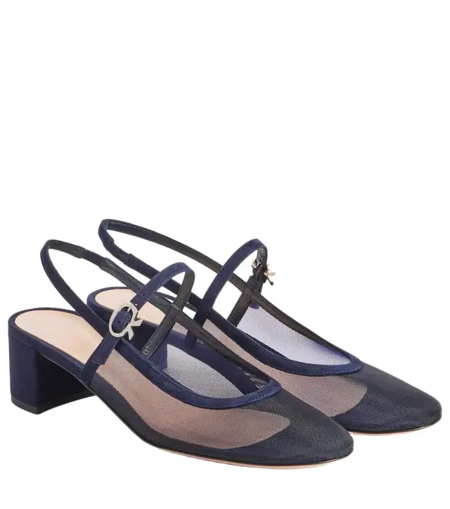 Gianvito Rossi Francoise 45 suede-trimmed slingback pumps