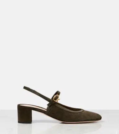 Gianvito Rossi Leather-trimmed suede slingback pumps | Thumbnail 3