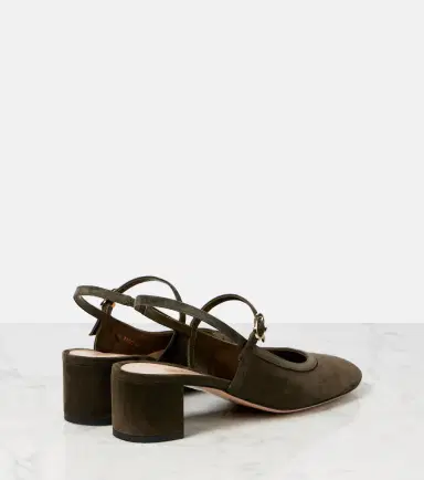 Gianvito Rossi Leather-trimmed suede slingback pumps | Thumbnail 5