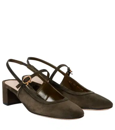Gianvito Rossi Leather-trimmed suede slingback pumps | Thumbnail 1