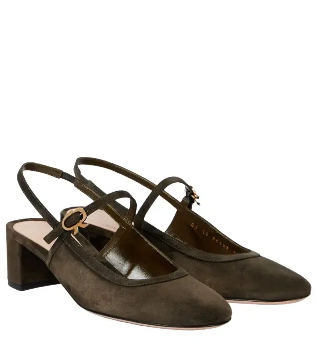 Gianvito Rossi Leather-trimmed suede slingback pumps
