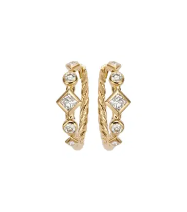 David Yurman Petite Modern Renaissance 18kt gold earrings with diamonds | Thumbnail 1 David Yurman Petite Modern Renaissance 18kt gold earrings with diamonds | Thumbnail 1