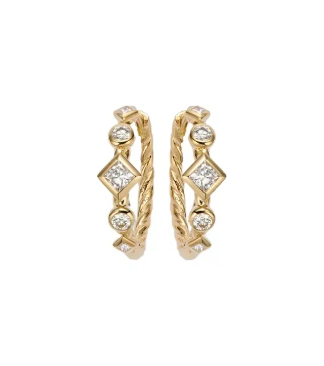 David Yurman Petite Modern Renaissance 18kt gold earrings with diamonds