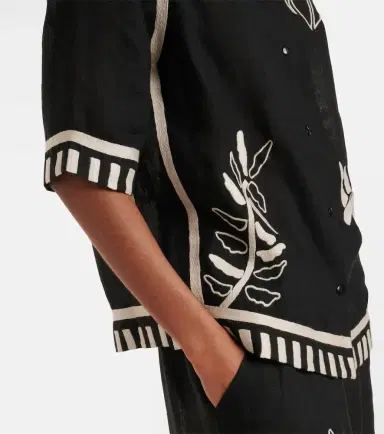 Eres Crab embroidered linen shirt | Thumbnail 3