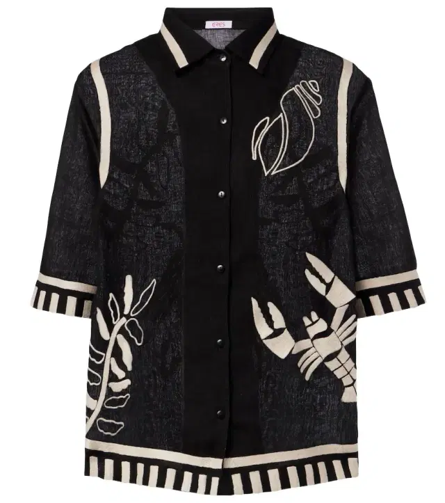 Eres Crab embroidered linen shirt