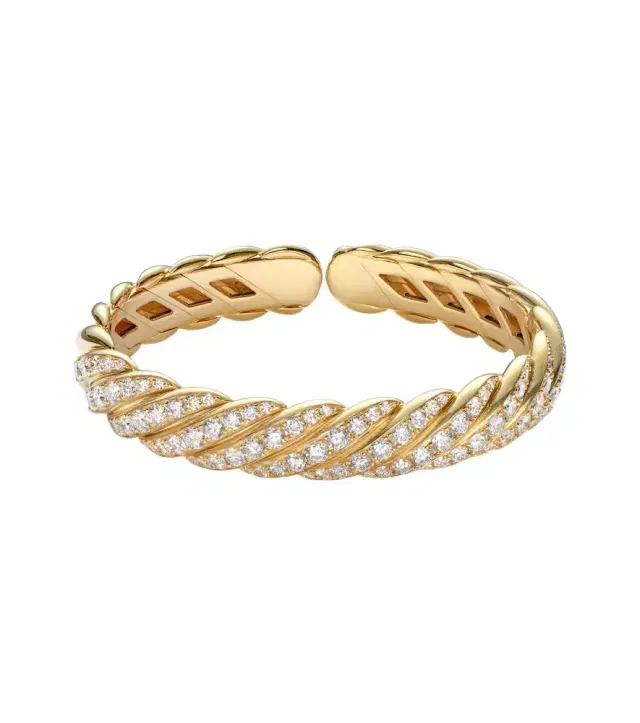 David Yurman Sculpted Cable Flex 18kt gold bracelet with diamonds