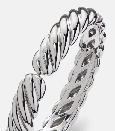 David Yurman Sculpted Cable Flex 18kt white gold bracelet with diamonds | Thumbnail 2