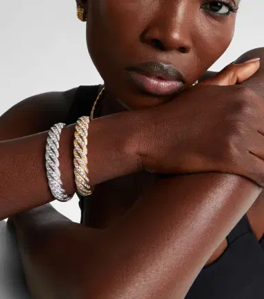 David Yurman Sculpted Cable Flex 18kt white gold bracelet with diamonds | Thumbnail 3