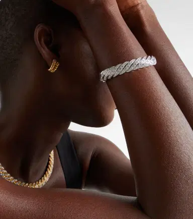 David Yurman Sculpted Cable Flex 18kt white gold bracelet with diamonds | Thumbnail 4