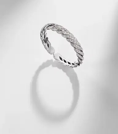 David Yurman Sculpted Cable Flex 18kt white gold bracelet with diamonds | Thumbnail 5