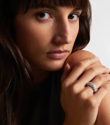 David Yurman Sculpted Cable 18kt white gold ring with diamonds | Thumbnail 3 David Yurman Sculpted Cable 18kt white gold ring with diamonds | Thumbnail 3