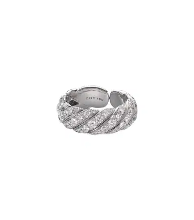 David Yurman Sculpted Cable 18kt white gold ring with diamonds | Thumbnail 1 David Yurman Sculpted Cable 18kt white gold ring with diamonds | Thumbnail 1