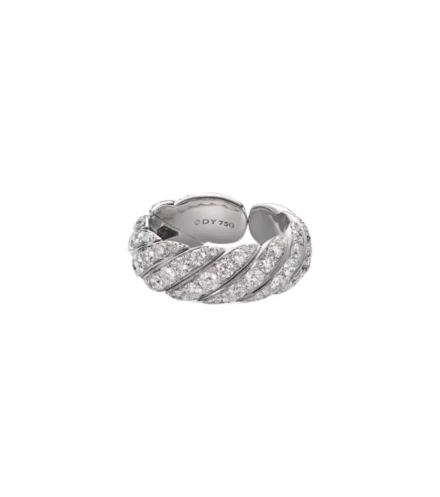 David Yurman Sculpted Cable 18kt white gold ring with diamonds