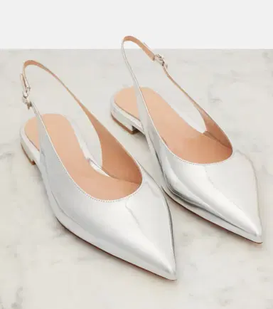 Gianvito Rossi Robbie metallic leather slingback flats | Thumbnail 2