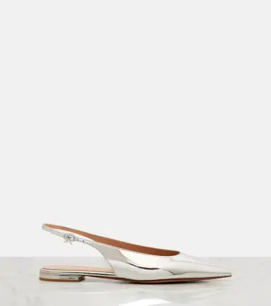 Gianvito Rossi Robbie metallic leather slingback flats | Thumbnail 3