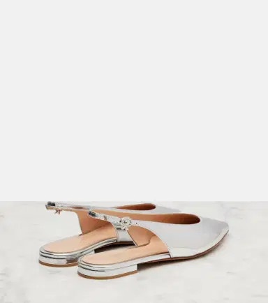 Gianvito Rossi Robbie metallic leather slingback flats | Thumbnail 4