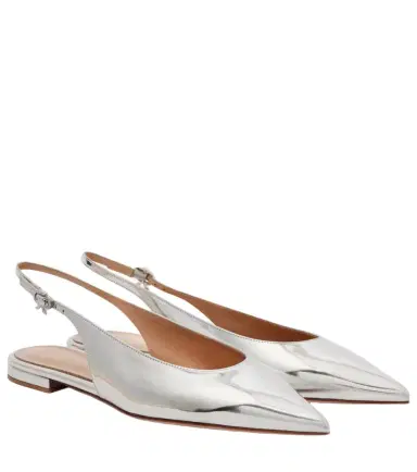 Gianvito Rossi Robbie metallic leather slingback flats | Thumbnail 1