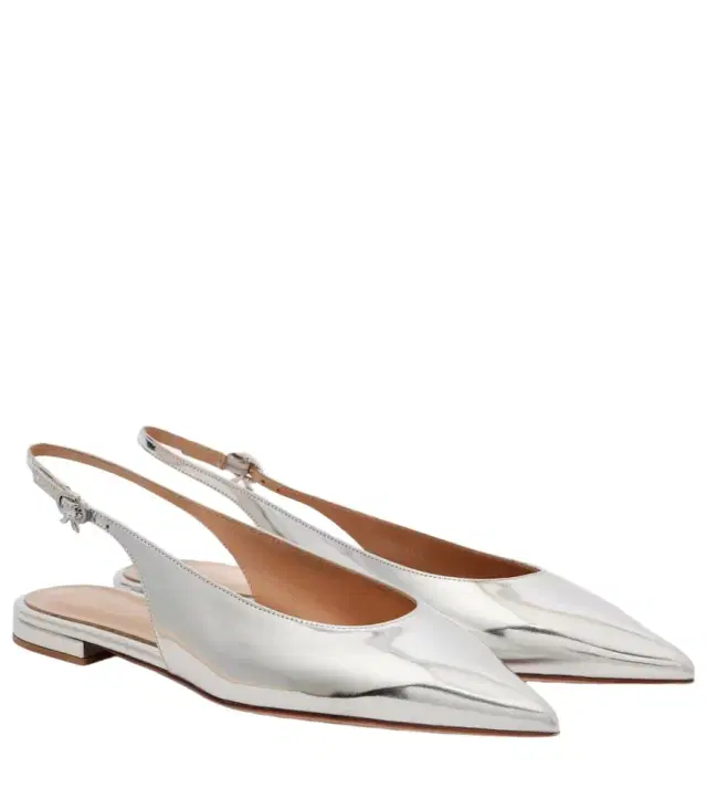 Gianvito Rossi Robbie metallic leather slingback flats