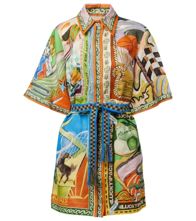 Alemais Alémais Lucky Pace printed linen shirt dress