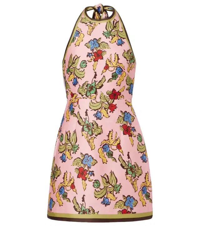 Alemais Alémais Floral halterneck linen-blend minidress