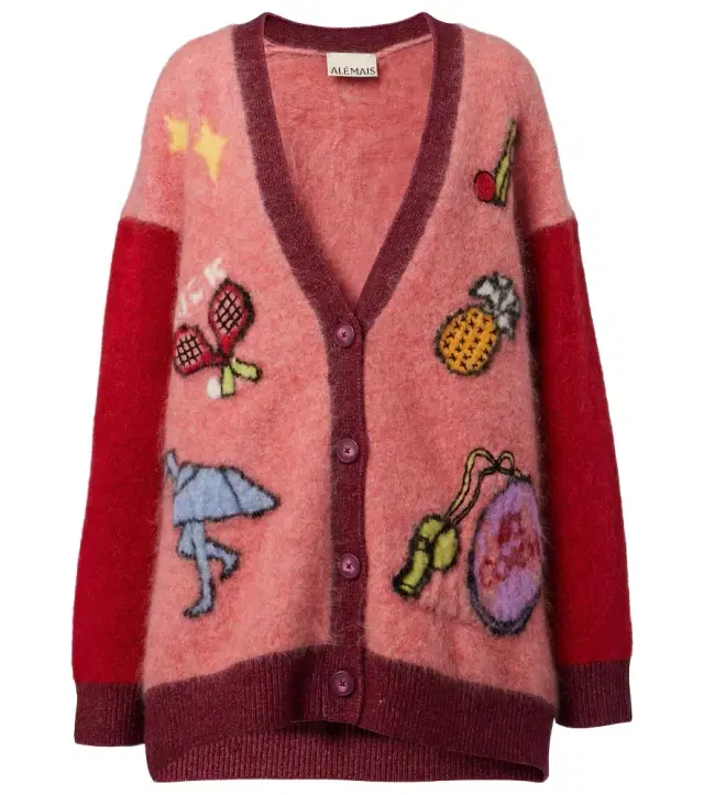 Alemais Alémais Court embroidered wool-blend cardigan