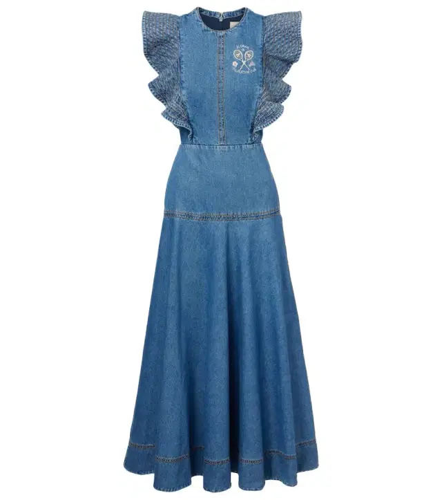 Alemais Alémais Stephi ruffled denim maxi dress