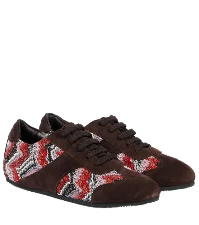 Missoni Lamé-trimmed suede sneakers