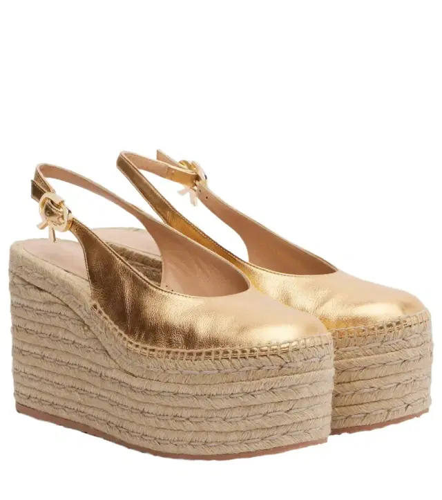 Gianvito Rossi Metallic leather espadrille wedges