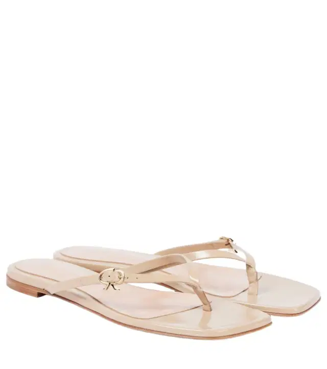 Gianvito Rossi Ribbon patent leather thong sandals