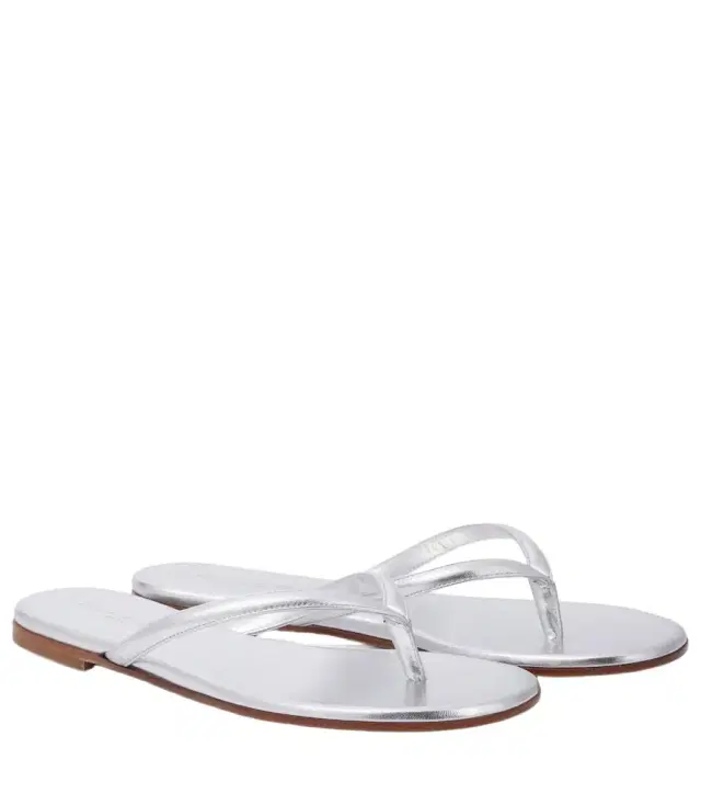 Gianvito Rossi Calypso metallic leather thong sandals