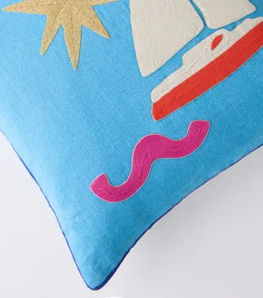 Jonathan Adler Playa Sailboat linen cushion | Thumbnail 3
