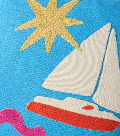Jonathan Adler Playa Sailboat linen cushion | Thumbnail 4