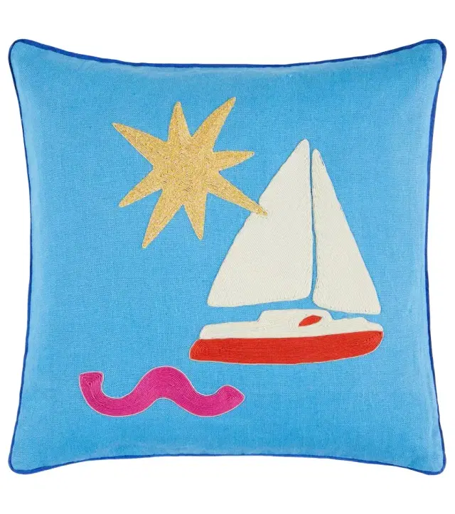 Jonathan Adler Playa Sailboat linen cushion