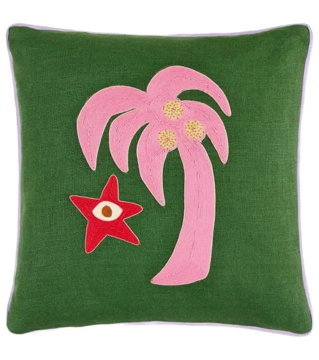 Jonathan Adler Playa Palm Tree linen cushion