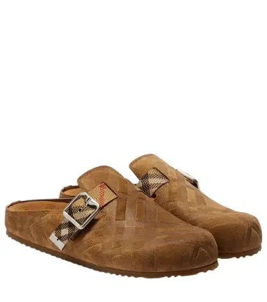 Burberry Checked suede clogs | Thumbnail 1 Burberry Checked suede clogs | Thumbnail 1