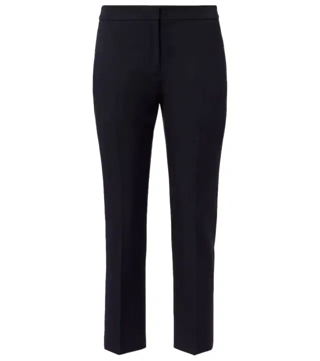 Cropped wool gabardine flared pants