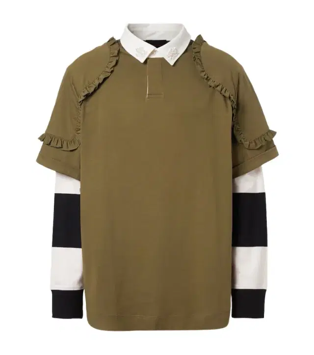 Simone Rocha Layered ruffled cotton jersey polo shirt