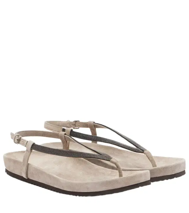 Brunello Cucinelli Monili suede thong sandals