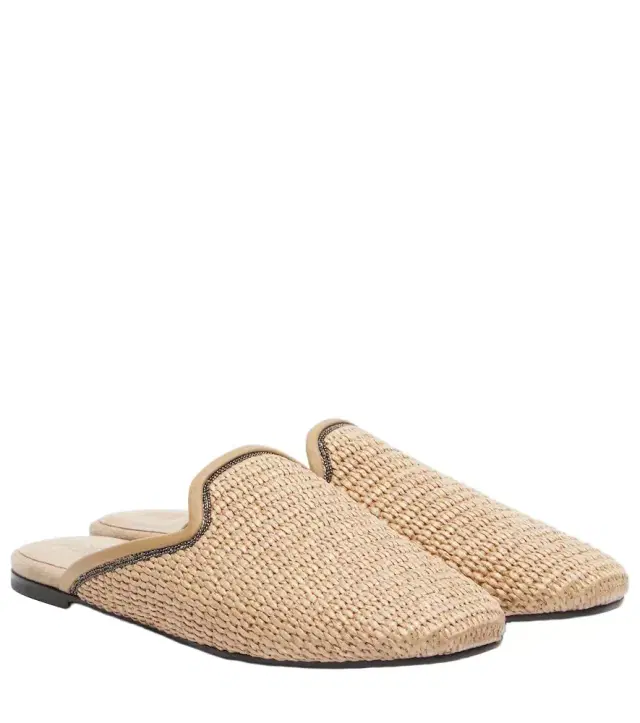Brunello Cucinelli Monili raffia mules