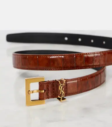 Saint Laurent Cassandre croc-effect leather belt | Thumbnail 2 Saint Laurent Cassandre croc-effect leather belt | Thumbnail 2