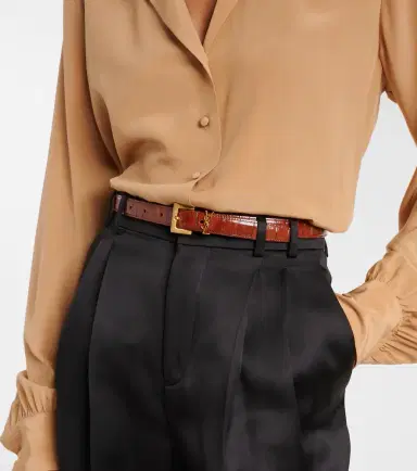 Saint Laurent Cassandre croc-effect leather belt | Thumbnail 3 Saint Laurent Cassandre croc-effect leather belt | Thumbnail 3